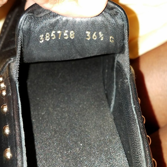 Gucci Black and Gold Studded Loafers - Picture 5 of 5